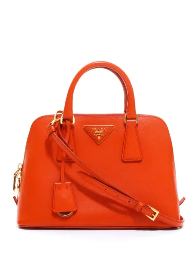 Pre-owned Prada Promenade Small Tote Bag In Orange