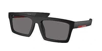 Pre-owned Prada Ps 02zsu 1bo02g Matte Black Dark Grey Polar Polarized 55mm Mens Sunglasses In Gray