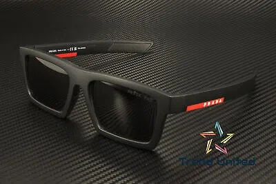 Pre-owned Prada Ps 02zsu 1bo02g Matte Black Dark Grey Polar Polarized 55mm Mens Sunglasses In Gray