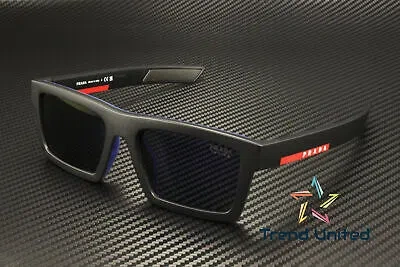 Pre-owned Prada Ps 02zsu 1bo05u Matte Black Dark Blue Mirror Violet 55 Mm Men's Sunglasses