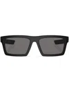 Prada Linea Rossa 55mm Rectangular Sunglasses In Black