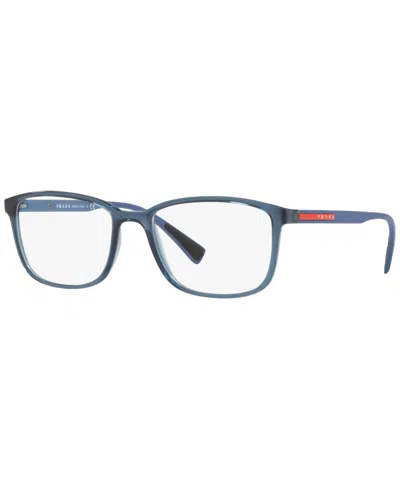 Prada Ps 04iv Men's Rectangle Eyeglasses In Transparent Azure