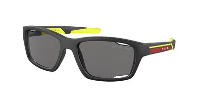Prada Ps 04ys Polarized 17g02g Men's Sunglasses Black Size 57 In Gray