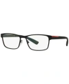 Prada Ps 50gv Men's Rectangle Eyeglasses In Rubber Bla