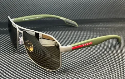 Pre-owned Prada Ps 51vs Dg1741 Matte Gunmetal Grey Mirror Polarized Men's 62 Mm Sunglasses