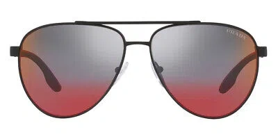 Pre-owned Prada Ps 52ys Sunglasses Black Dark Gray Mirrored Blue/red 61 100% Authentic