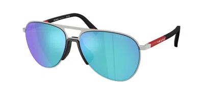 Prada Ps 53zs 1bc08r Occhiali Da Sole Argentati Per Uomo In Pink