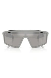 Prada Ps A03s 141mm Mirrored Rectangular Sunglasses In Grey Mirror