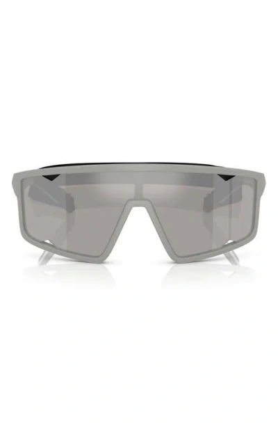 Prada Ps A03s 141mm Mirrored Rectangular Sunglasses In Grey Mirror