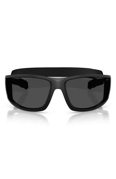 Prada Ps A04s 85mm Oversize Rectangular Sunglasses In Matte Black