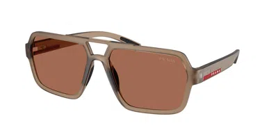 Prada Ps A06s 29f50a Occhiali Da Sole Marroni Per Uomo In Red
