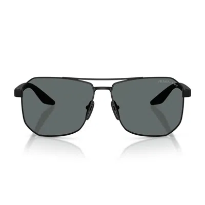 Prada Linea Rossa 62mm Polarized Pilot Sunglasses In Rubber Black