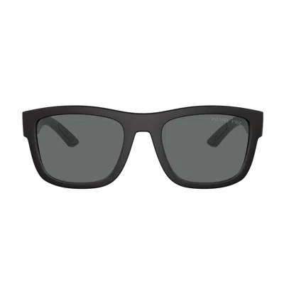 Prada Ps01zs Active Dg002g Nero Effetto Gommato Sunglasses In Black
