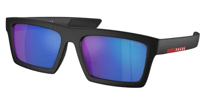 Prada Ps02zsu 1bo08r Men's Sunglasses Black Size 55 In Blue