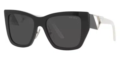 Pre-owned Prada Ps21ys 1425s0 54 Sunglasses Women Black Dark Gray Square