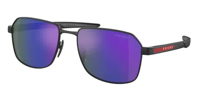 Prada Ps54ws Asian Fit Dg005u Men's Sunglasses Black Size 57 In Blue