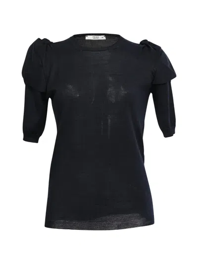 Pre-owned Prada Puff-sleeve Top In Black