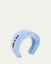 Prada Puffy Logo Terry Cloth Headband In Blue