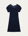 Prada Puffy-sleeve Belted Crepe De Chine Midi Dress In F0008 Bleu