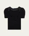 Prada Puffy-sleeve Cady Crepe Top In F0002 Nero