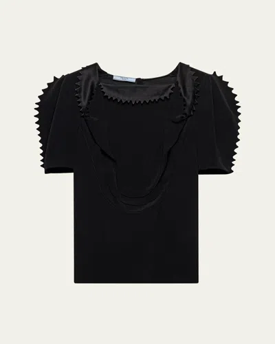 PRADA PUFFY-SLEEVE CADY CREPE TOP