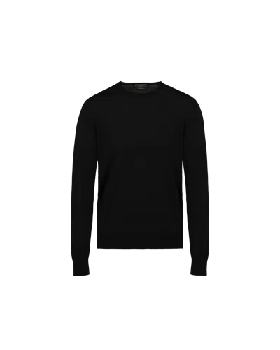 Prada Pullover Aus Kammwolle Mit Rundhalsausschnitt In Black