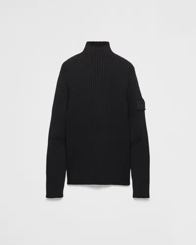 Prada Logo-lettering Sweater In Black