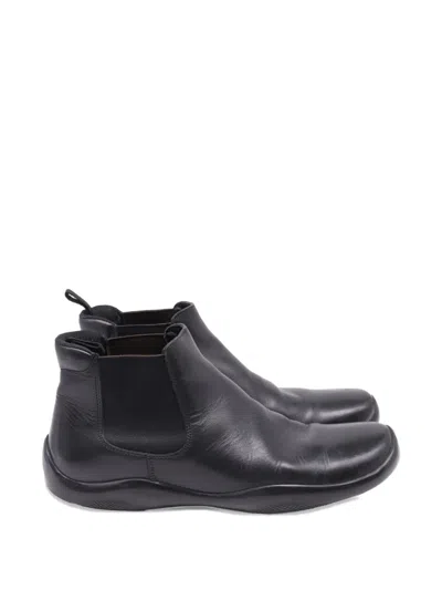 Pre-owned Prada Pull-tab Ankle Boots In Black
