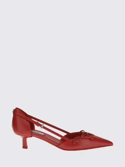 Prada Open-side Leather Pumps With Bow Detail And 4.5cm Heel In Red