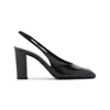Prada Block Heel Patent Finish Pointed Toe Ballerina Shoes In Black
