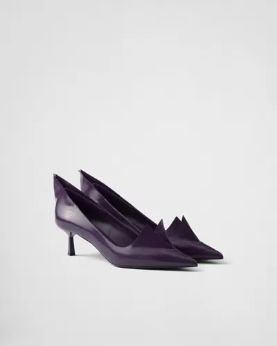 Prada Scarpe Con Tacco In Pelle Viola Donna In Gray