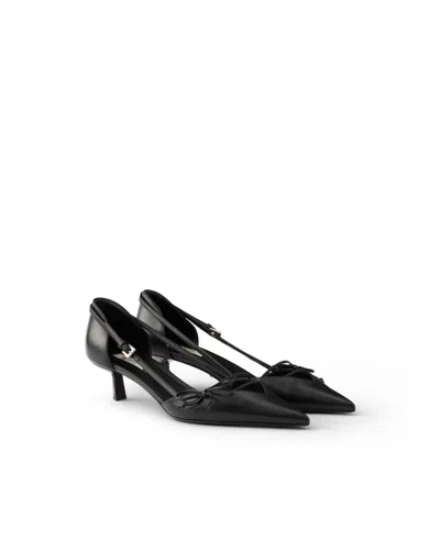 Prada Pumps Aus Leder Mit Offener Seite In Black
