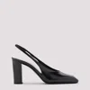Prada Block Heel Patent Finish Pointed Toe Ballerina Shoes In Black