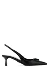 Prada Leather Kitten Heel Pumps With Pointed Toe In Black