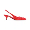 Prada Suede Slingback Mules Pointed Toe Crystals In Red
