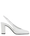 Prada Women Leather Pumps In White