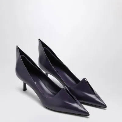 PRADA PRADA  PURPLE BRUSHED LEATHER DÉCOLLETÉ