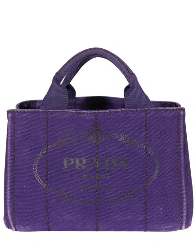 Prada Purple Canvas Small Canapa Tote (authentic Pre-loved)