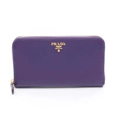 Pre-owned Prada Purple Leather Long Wallet (bi-fold) ()
