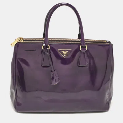 Pre-owned Prada Purple Patent Leather Medium Double Zip Galleria Tote