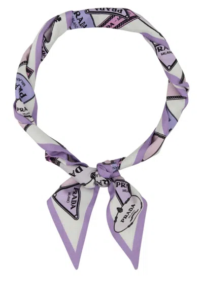 PRADA WOMEN PURPLE PRINTED BANDANA SCARF, ONESIZE LUXURY SCARVES FOR WOMEN DARVEYS