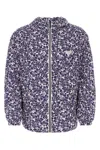 Prada Hibiscus-print Hooded Windbreaker In Purple
