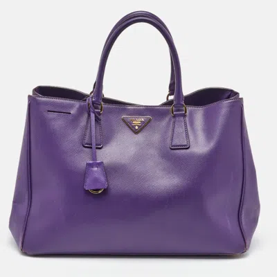 Pre-owned Prada Purple Saffiano Leather Medium Galleria Tote