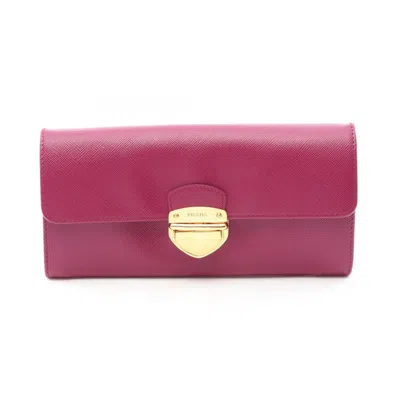 Pre-owned Prada Purple Saffiano Long Wallet (bi-fold) ()