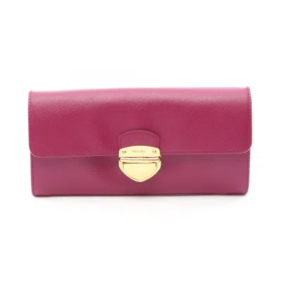 Pre-owned Prada Purple Saffiano Long Wallet (bi-fold) ()