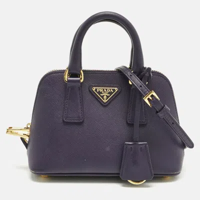 Pre-owned Prada Purple Saffiano Lux Leather Mini Promenade Satchel