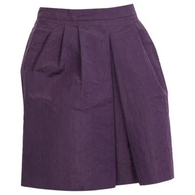 Pre-owned Prada Purple Silk & Polyester Textured Pleated Skirt 42 M
