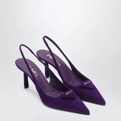Prada Purple Suede Slingback Pumps