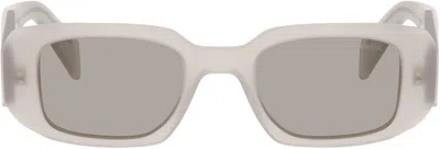 Prada Purple Symbole Rectangle Acetate Sunglasses In Gray