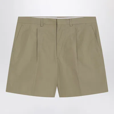 Prada Putty-colored Cotton Bermuda Shorts In Green